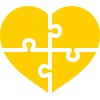 Palapeli-ikoni, jossa paloista muodostuu sydän
